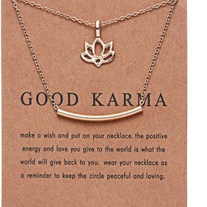 2/$20 Lotus Flower Good Karma Gold Wish Necklace